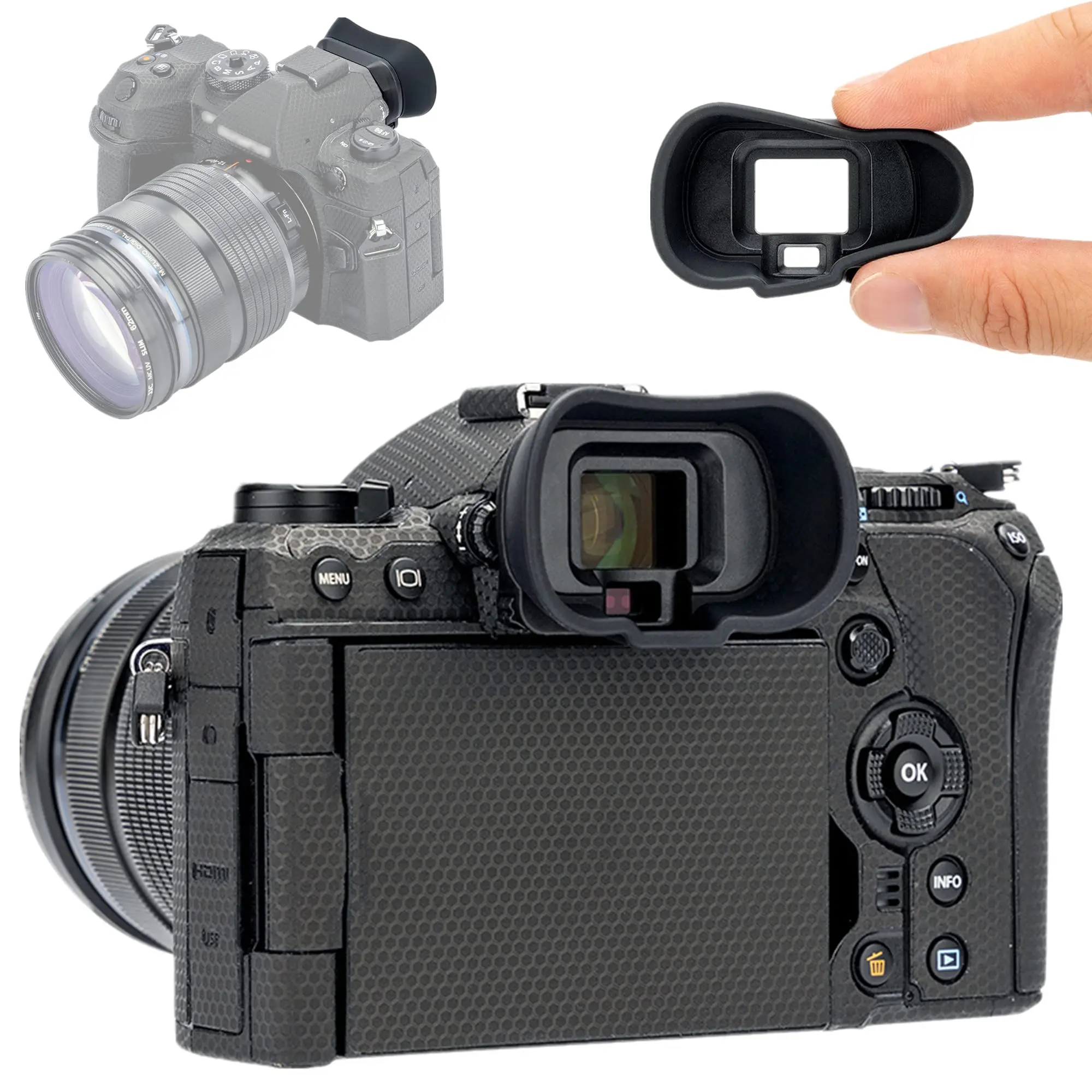 Soft Camera Viewfinder Eyecup Eyepiece Per Olympus Om Sysysyem Om-1 Mark Ii E Om-1 Evf Eyeshade Protector Sostituisce Olympus Ep-18
