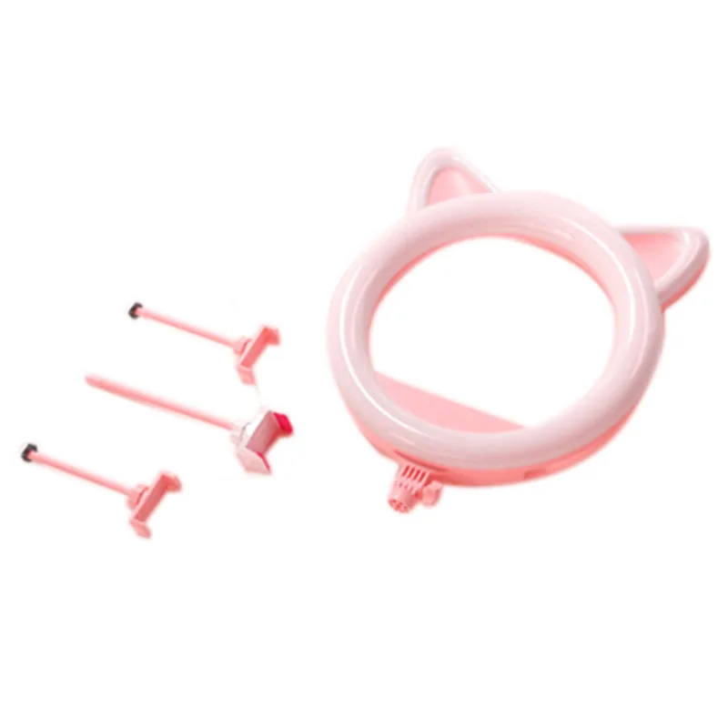 20 Pollici Led Selfie Ring Light Cat Ear Dimmerabile 10 Livelli Fotografia Illuminazione Per Trucco Video Youtube Studio Rosa Chiaro