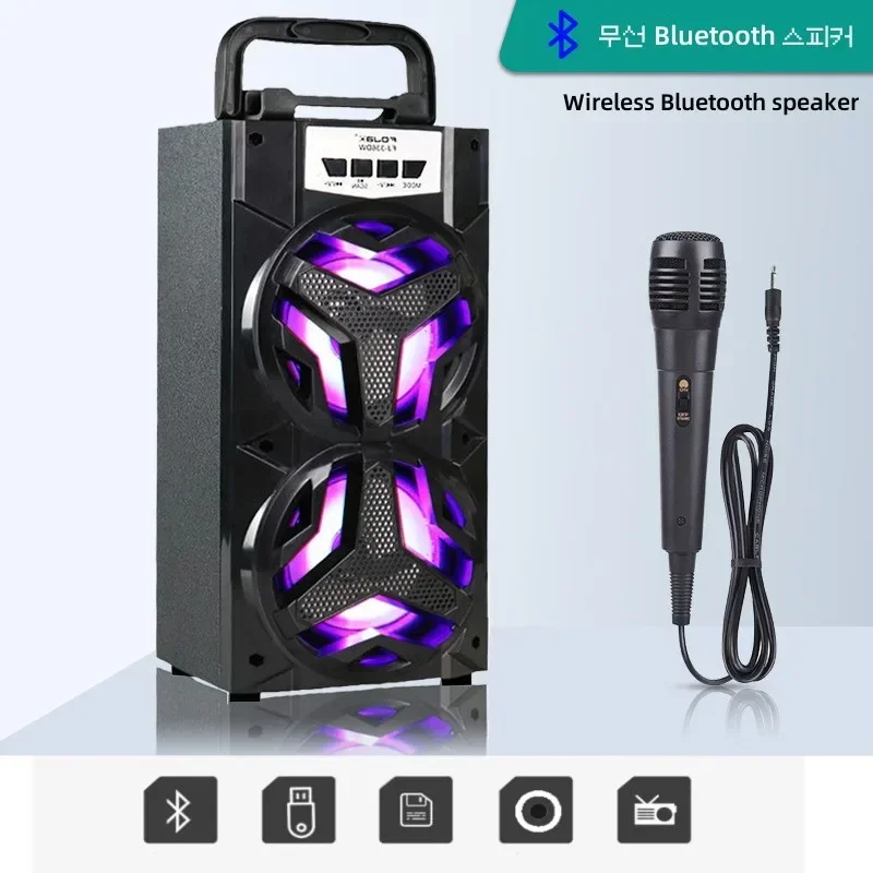 Karaoke Altoparlante Bluetooth Wireless Home Theater Surround Sound Boombox Outdoor Portable Music Center Party Con Microfono Fm/Tf