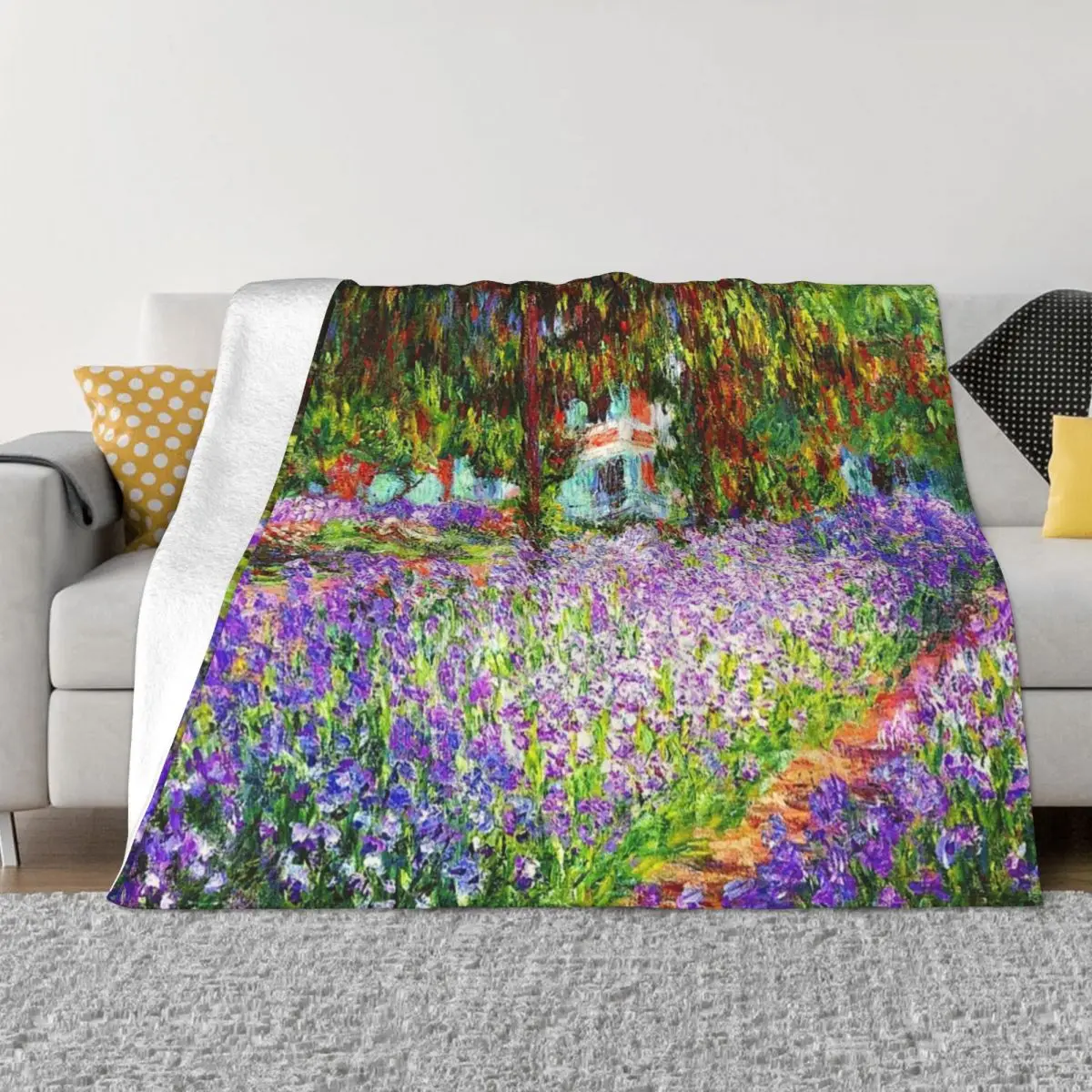 The Artist'S Garden At Giverny - Claude Monet Coperta Da Tiro Coperte Pelose Coperta Sciolta Manga
