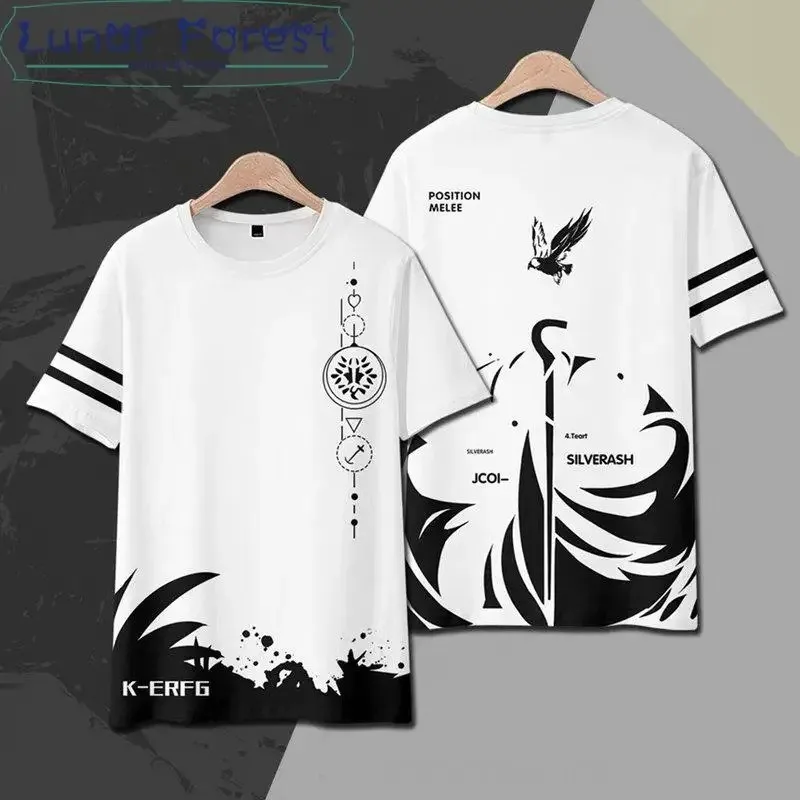 Em Torno Do Pesco Qio Manga Curta T-Shirt, Arkights, Silverash Impress Amo 3D, Quimono, Streetwear Jogo Popolare, Moda Ver. O