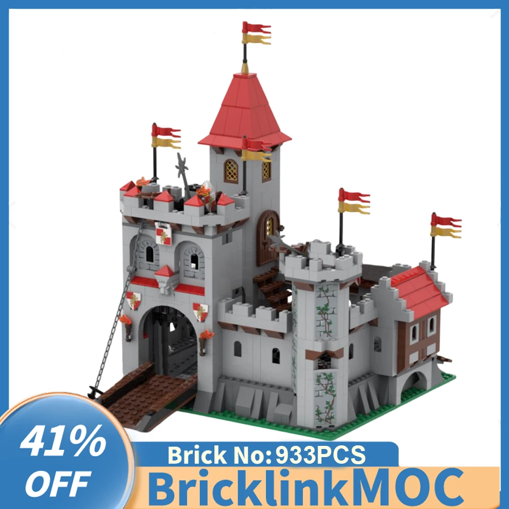 Moc European Medievale Street View Lion Knights Castle Idee Creative Fai Da Te Retro Child Toy Regalo Di Compleanno Building Blocks Moc-10305