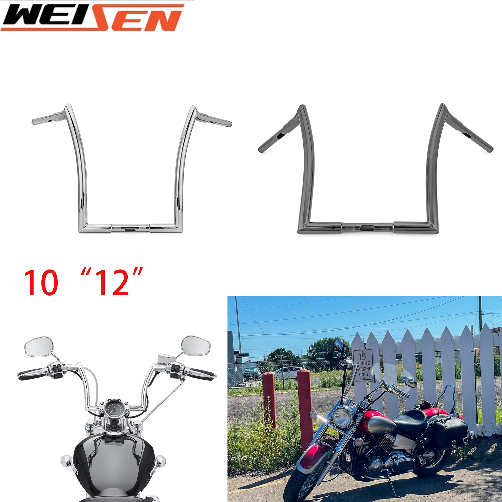 10 "12" Moto Riser Altezza Ape Monkey Bar Manubrio Corno Per Harley Sportster Softail Dyna Road Glide Road King Moto Parts