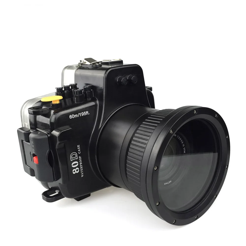 Custodia Per Fotocamera Impermeabile Meikon 60M/195Ft Per Canon Eos 80D 18-55Mm 18-135Mm Ipx8 Borsa Per Fotocamera Subacquea Professionale