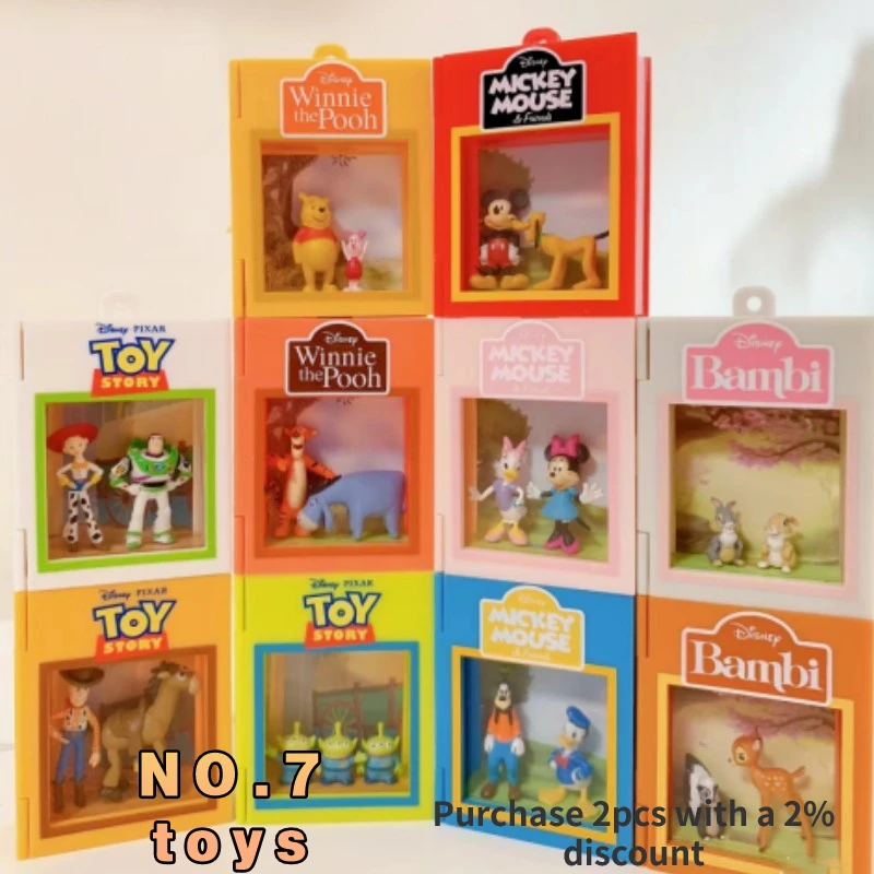 Originale Disney Mini 3D Storybook Series Mystery Box Toy Story Anime Figure Sorpresa Blind Box Woody Mickey Mouse Figurine Regalo