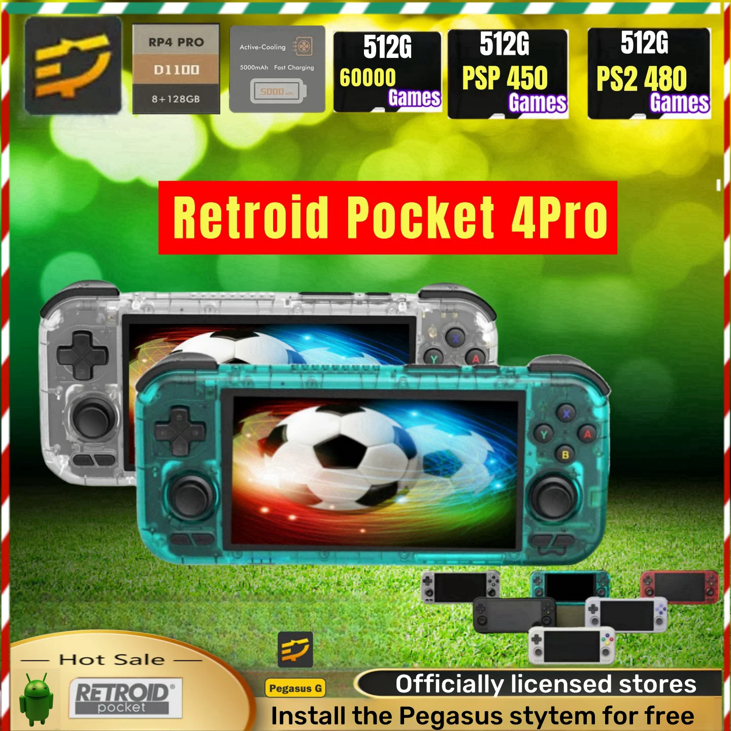 Retroid Pocket 4 Pro Console Di Gioco Portatile Portatile Touch Screen Da 4.7 Pollici Ram Bluetooth 5000Mah Hall Sticks 512G 256G Psp Ps2