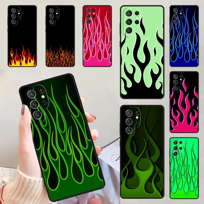 Custodie Per Telefoni Green Flame Per Samsung Galaxy S23 S20 Fe S21 S22 Ultra Note 20 S8 S9 S10 Note 10 Plus Cover