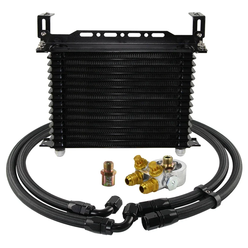 Radiatore Olio 15 File Motore Racing Trust Kit Tubo Adattatore Termostato Per Giappone Auto/Camion Blu/Nero
