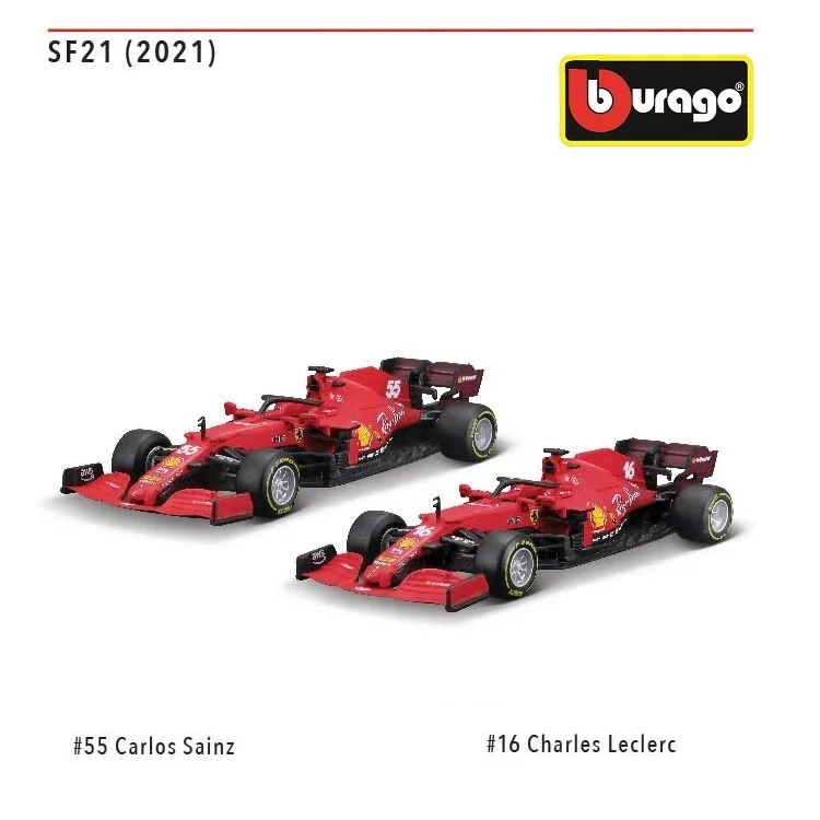 Bburago 1:43 F1 2021 Sf21 No.55 Modello Di Auto Charles Sainz /No.16 Charles Leclerc