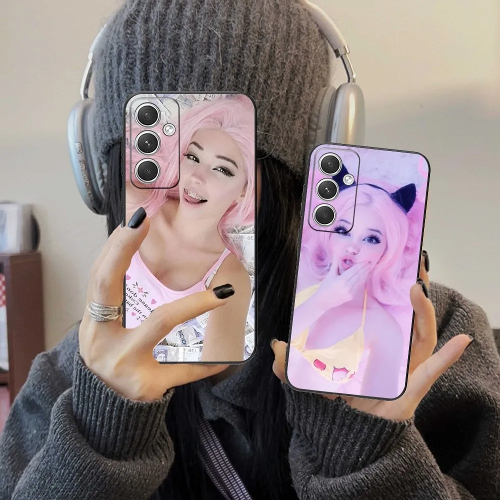 Belle Delphine Mobile Cell Phone Case For Samsung Galaxy S24 S23 S22 S21 S20 S10 S9 Plus Fe Ultra Lite Black Phone Cover Funda