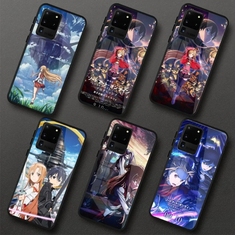 Custodia Per Telefono Progressivo Online Sword Art Per Samung Galaxy S23 S22 S21 Pro Ultra M14 A14 A34 A54 A13 A33 A53 Cover In Vetro Nero Per Pc