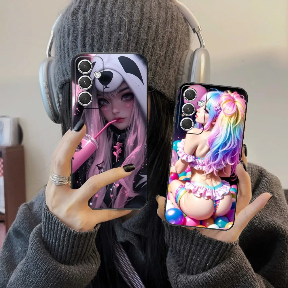 Sweet Girl Artist Mobil Cell Phone Case For Samsung Galaxy S24 S23 S22 S21 S20 S10 S9 Plus Fe Ultra Lite Black Cover Funda