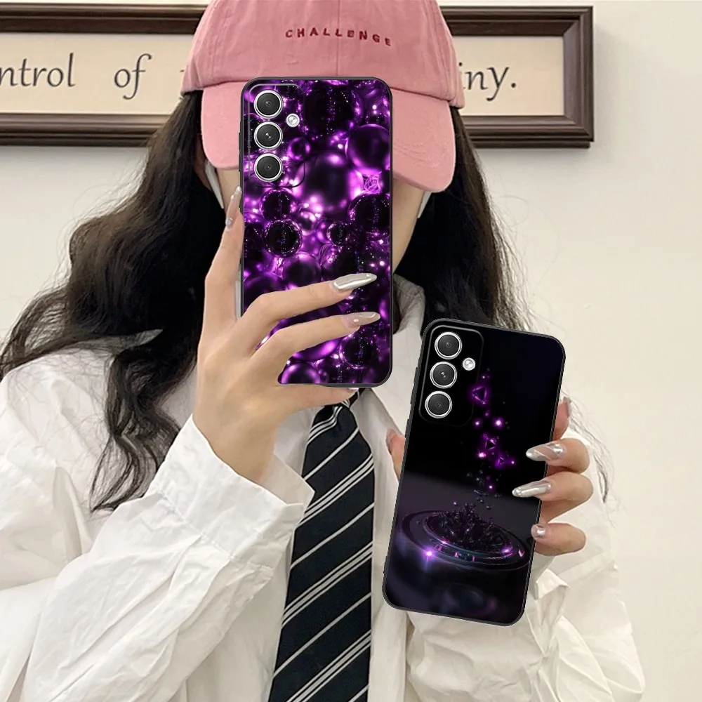 Luxurry Purple Mobile Cell Phone Case For Samsung Galaxy S24 S23 S22 S21 S20 S10 S9 Plus Fe Ultra Lite Black Phone Cover Funda