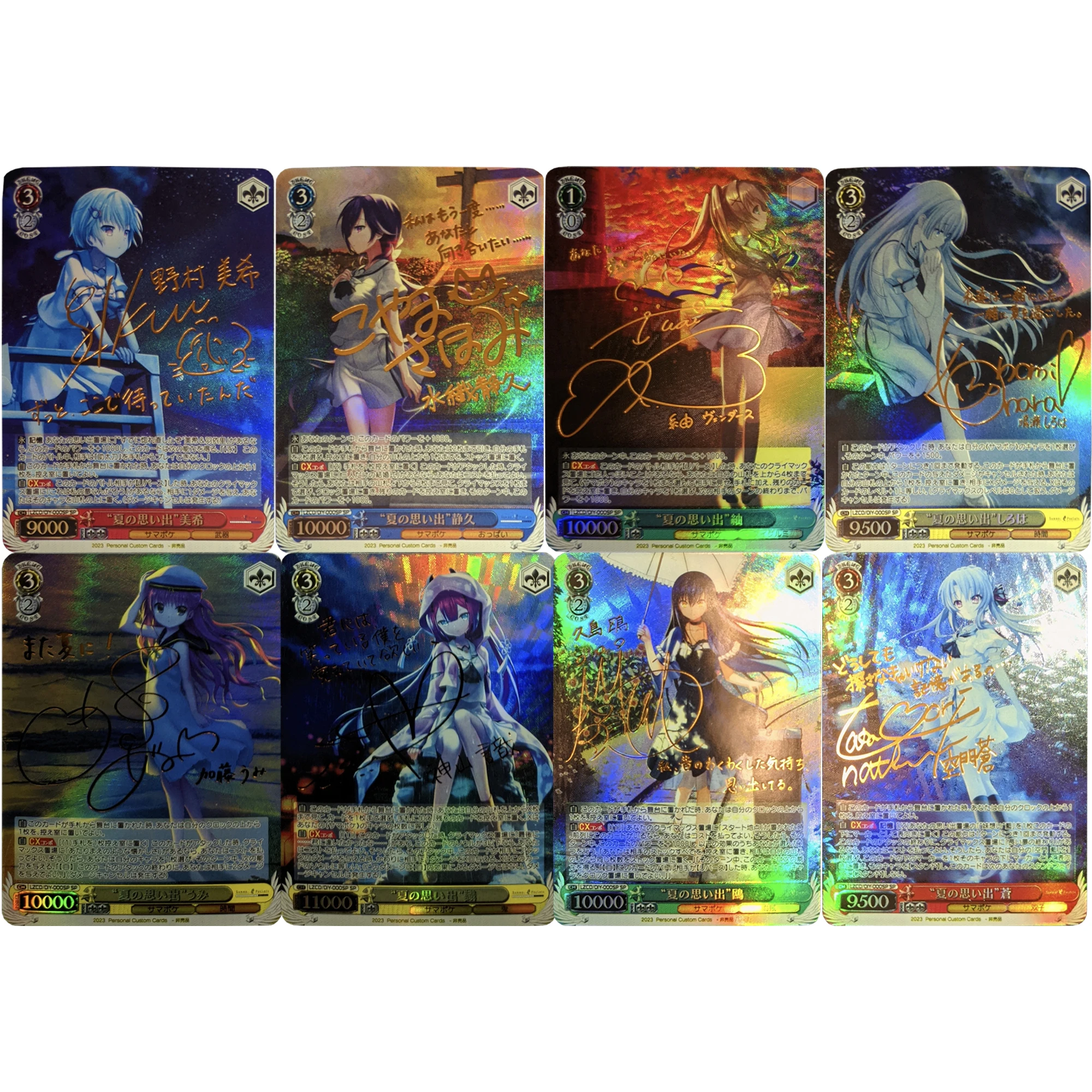 Fai Da Te 4 Pz/Set Tasche Estive Sorakado Ao Naruse Shiroha Hot Stamping Signature Flash Card Game Anime Collection Cards Gift Toy