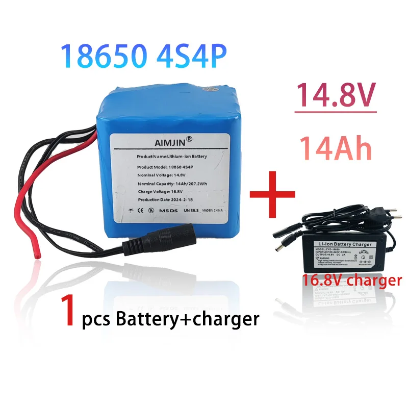Polenghi-Bms Bateria De Litio Recarregalvel, 16.8V Carregador Para Scooters E Triciclos, 4 S4P, 14.8V, 20Ah, 100% Vera Capacità