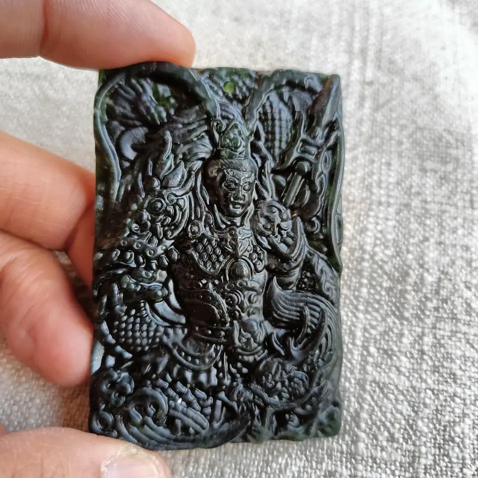 Ciondolo A Marchio Lv Bu Con Ciondolo Da Uomo Prepotente Intaglio Su Due Lati Medicina Tibetana Naturale Re Pietra Dio Della Guerra Lv Bu