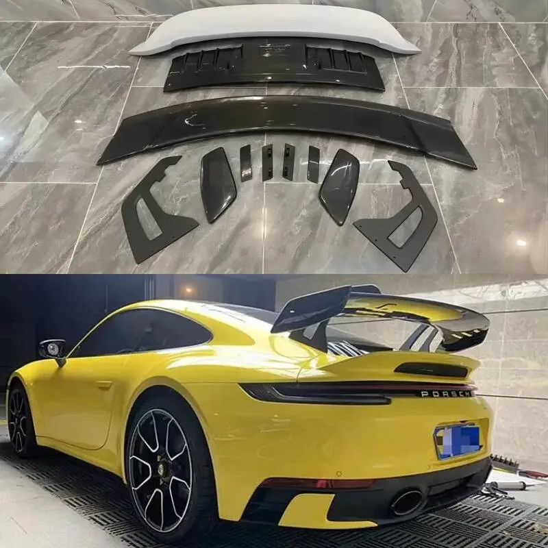 Per Porsche 911 992 2019-2023 Rs Gt3 Style Real Carbon Fiber Rear Wing Trunk Lip Spoiler Cover Body Kit
