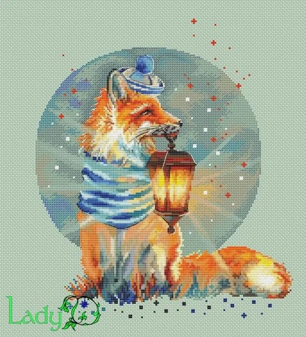 23-Lantern Fox 36-40 Kit Cucito Cross Stich Set Kit Punto Croce Ricamo
