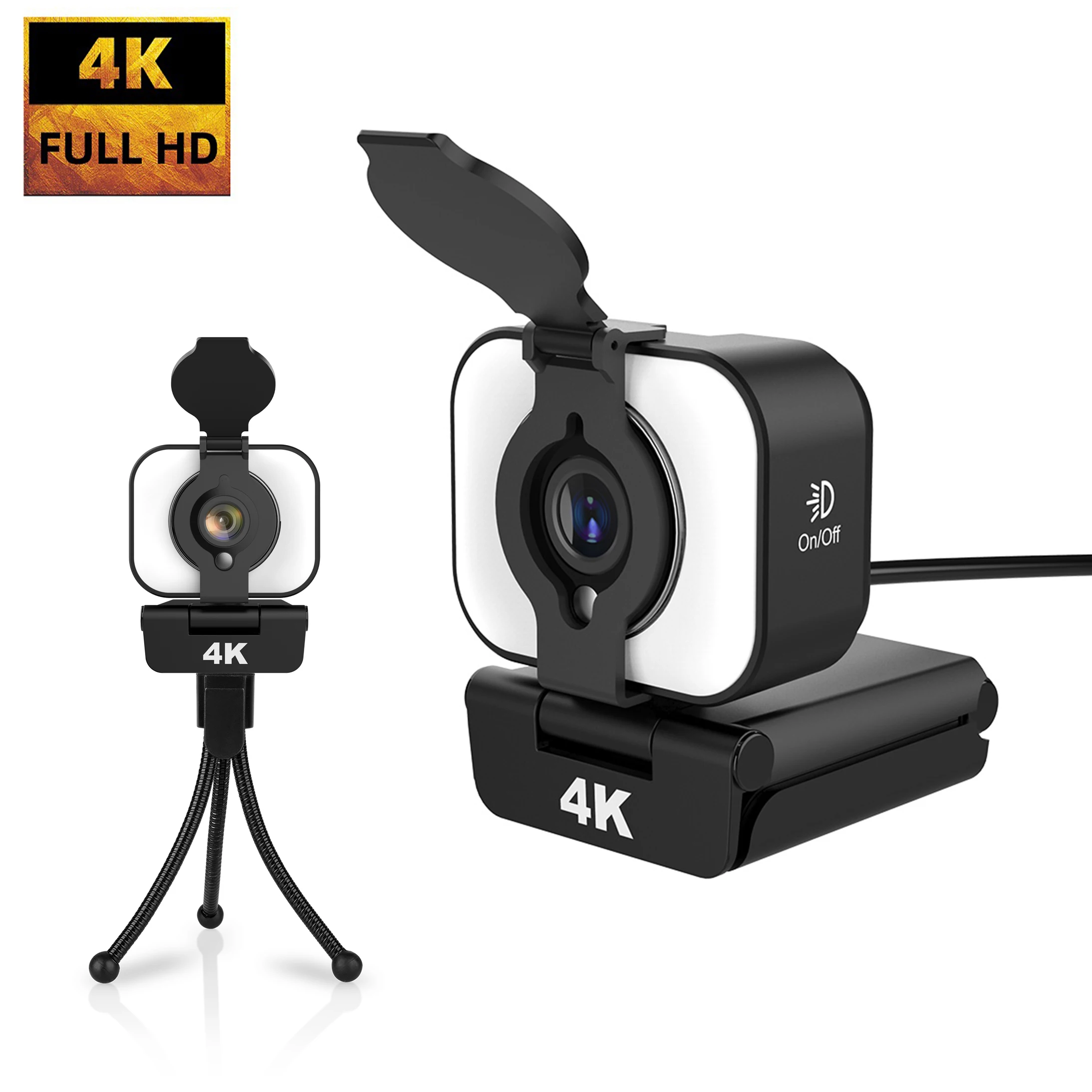 Webcam 4K Usb Web Camera Con Microfono Ring Light Full Hd Mini Camera Webcam Per Computer Pc Laptop Live Streaming Youtube