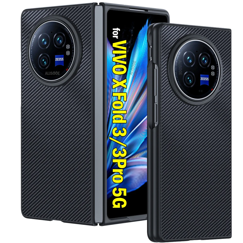 Capa Per Vivo X Fold 3 Pro 5G Case Luxury Fiber Texture Pu-Leather Cover Posteriore Antiurto Per Vivo X Fold 3 5G Protection Funda