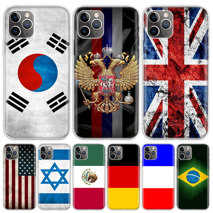 Bandiera Nazionale Ru Fr Uk Cover Phone Case Per Iphone 11 14 Pro Max 15 Shell 13 12 Mini X 8 6S 7 Plus Xs + Xr 5 S Se Call Mobile