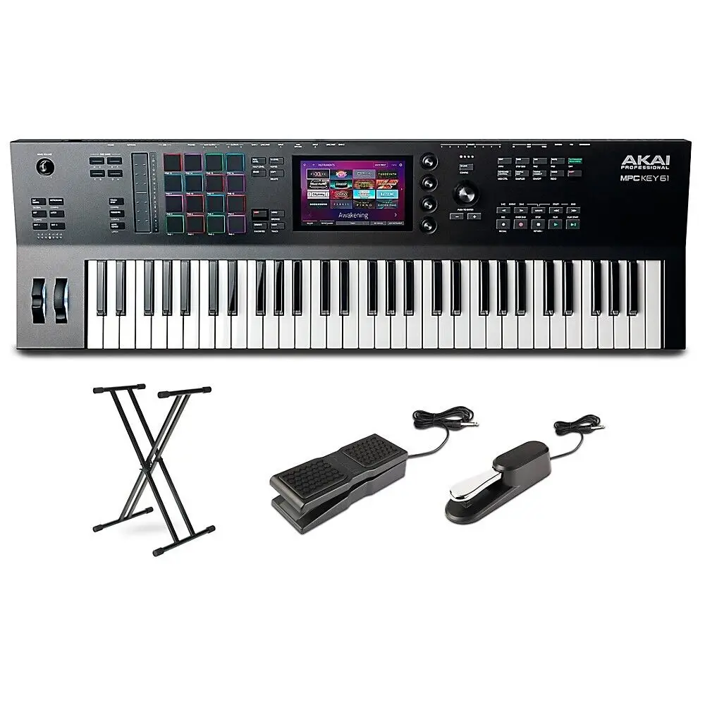Nuovissimo Sintetizzatore Di Produzione Akai Professional Mpc Key 61 Con X-Stand, Pedali
