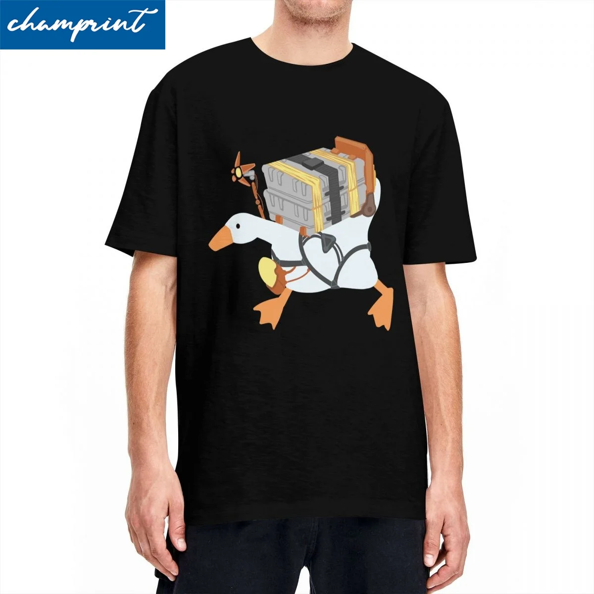 T-Shirt Vintage Consegna Oca Per Uomo Magliette 100% Cotone Untiled Goose Game Death Stranding Bb Tee Shirt Abbigliamento Estivo