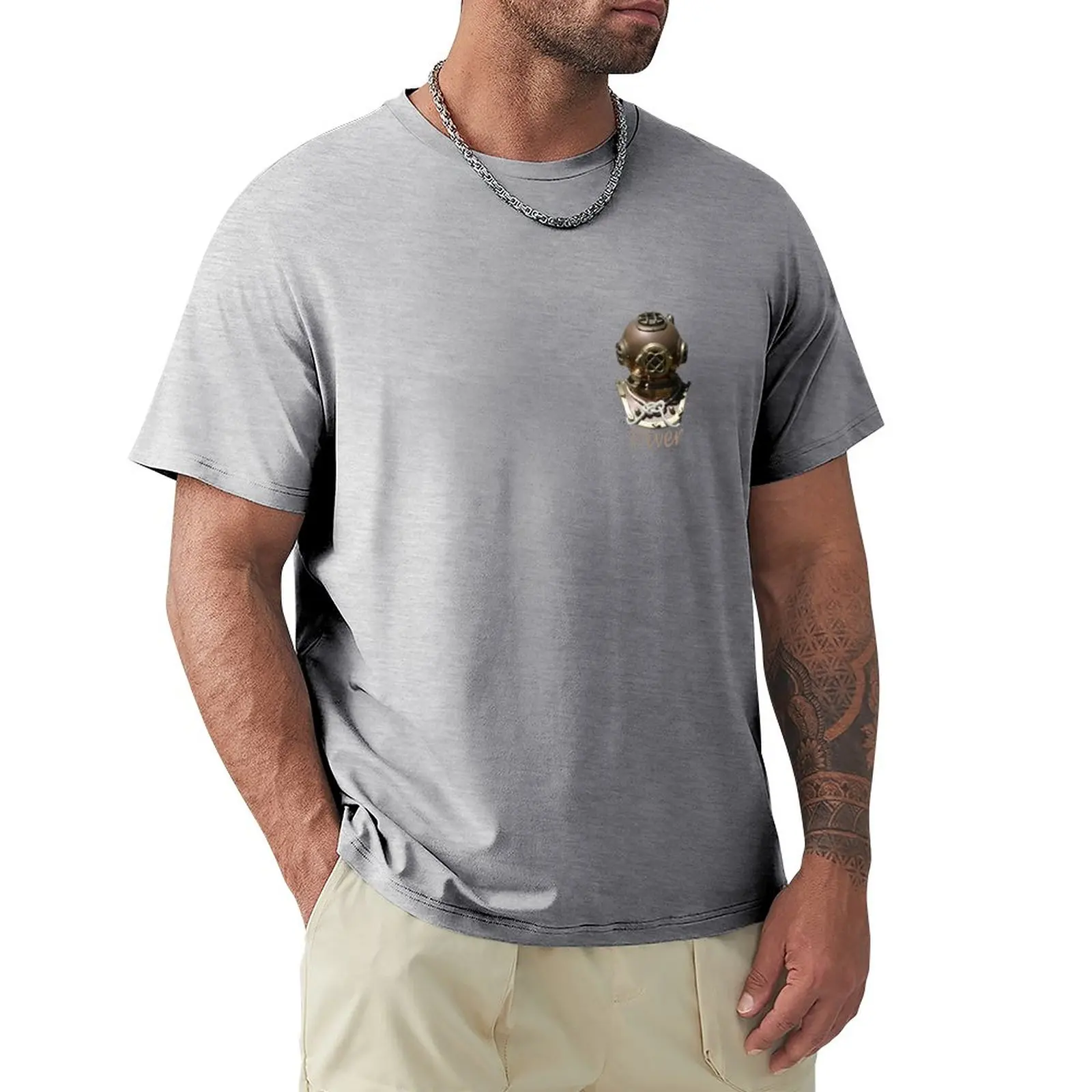 Diver Hard Hat-T-Shirt T-Shirt Oversize Vintage Plain White T-Shirt Uomo