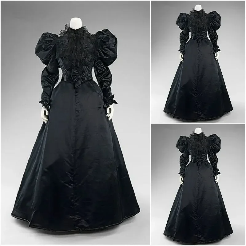 Victorian Sleeving Victorian Tudor Day Black Sfrench Gothic Steampunk Ball Gown Dress Women Custom Made Dress
