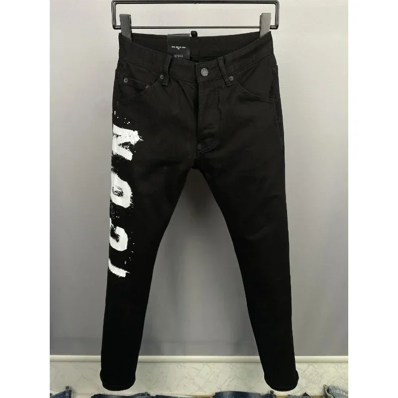 Hot New 2024 Icon Skinny Black Jeans Uomo Jeans Strappati Stretch Zipper Casual Uomo Denim Jeans Uomo Plus Size 28-38 Skinny Dsq2 Uomo