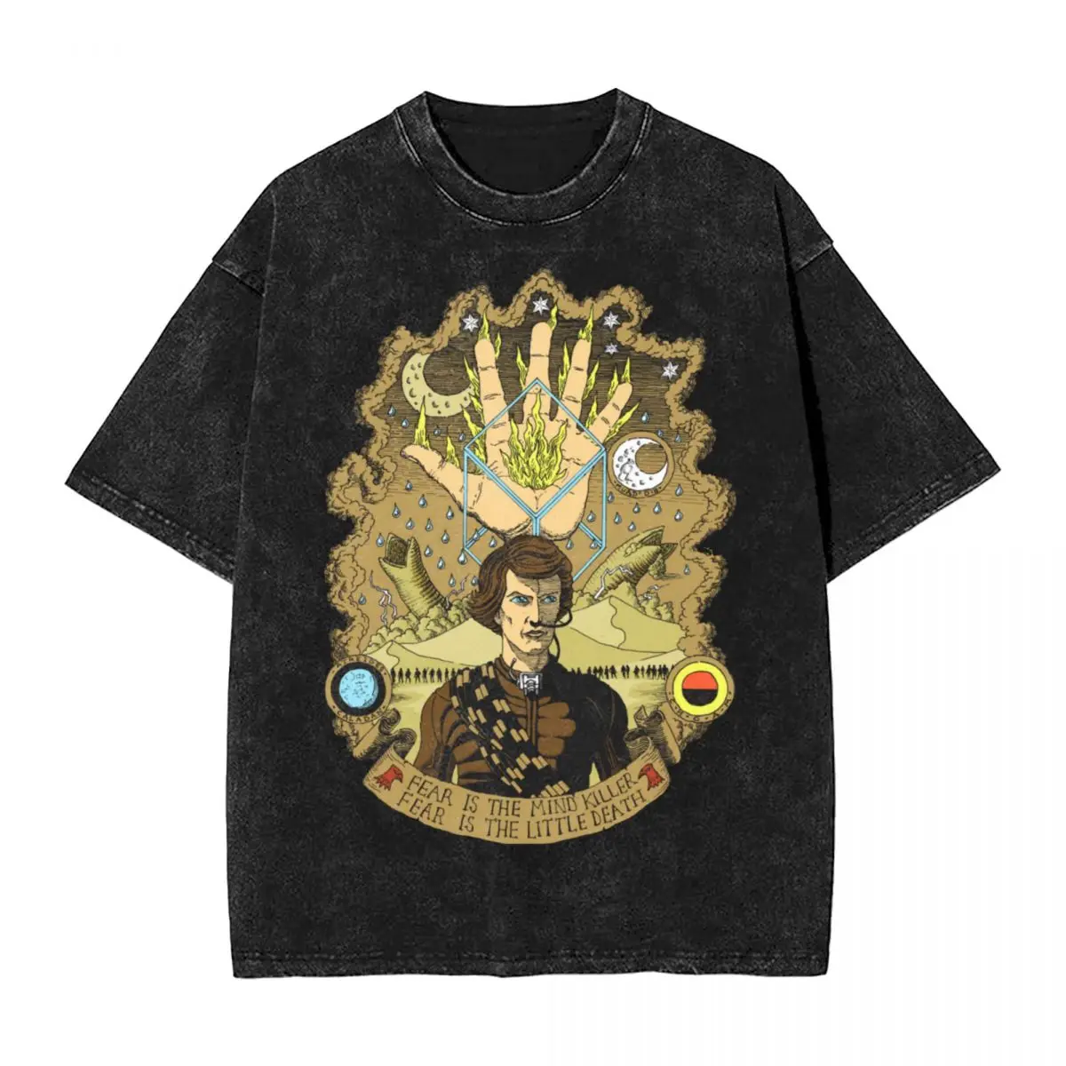 The Sleeper Awakes Washed T-Shirt Streetwear Hip Hop T-Shirt Dune Ber Frank Arrakis Sandworm Tees For Men Cotton Printed