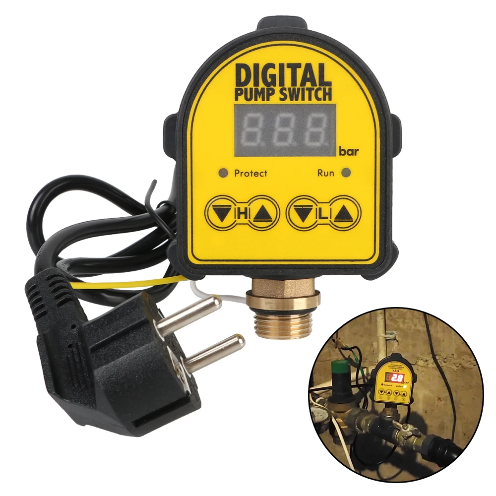 220V Digital Automatic Air Pump Water Oil Compressor Pressostato Switch Per Pompa Dell'Acqua On/Off 0-10 Bar 1/2 ''Interfaccia