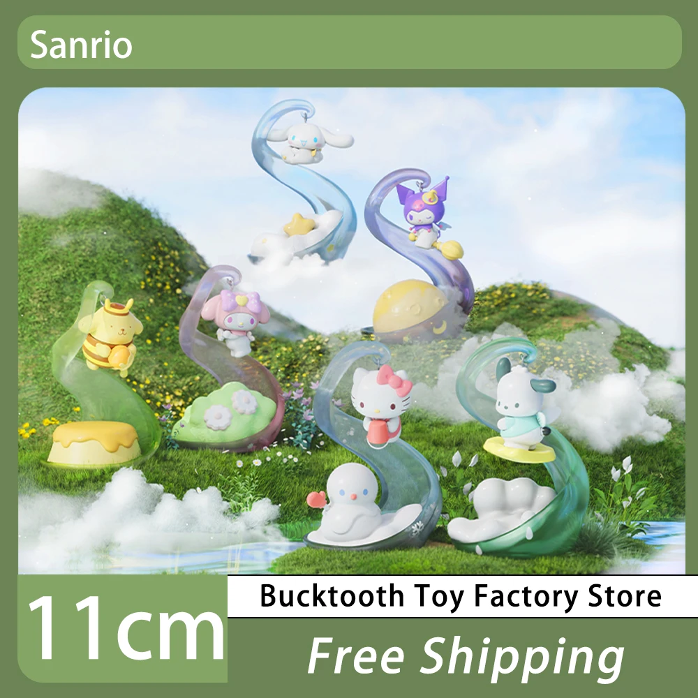 New Sanrio Blind Box Luminous Spirit Series Cinnamoroll Kuromi Hello Kitty Cute Anime Figure Model Lamp Desktop Decor Girl Gift