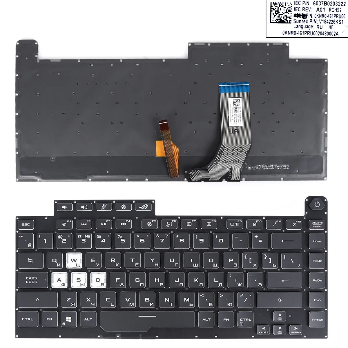 Tastiera Per Laptop Ru Per Asus Rog Strix G531 G531G G531Gt G15 G512 G512Lv G512Lw Con Retroilluminazione Colorata