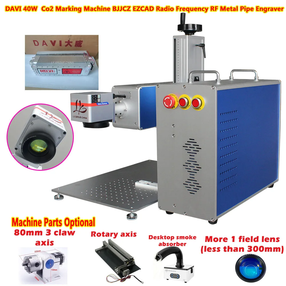 Davi 40W Macchina Per Marcatura Co2 Bjjcz Ezcad Radio Metal Pipe Incisore Laser Asse Rotante Lente Extra Strumenti Per Fumatori Opzionali Per Legno