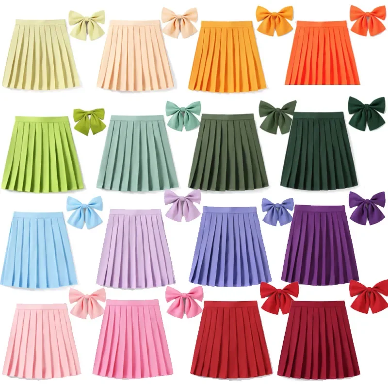 Xs- 5Xl Gonna A Vita Alta Con Papillon Donna Estate Donna Una Linea Harajuku Mini Gonna A Pieghe Nera Coreana Per Uniforme Scolastica