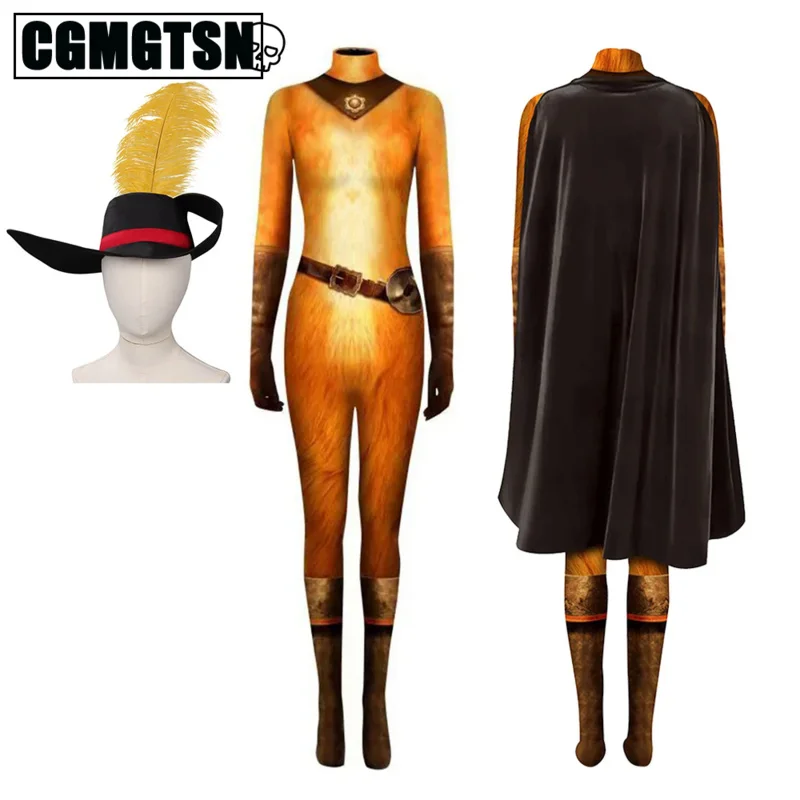 Cgmgtsn Puss In Boots Cintura Spada Costume Cosplay Bambini Adulti Gatto Costume Outfit Accessori Halloween Travestimento Costumi Vestito
