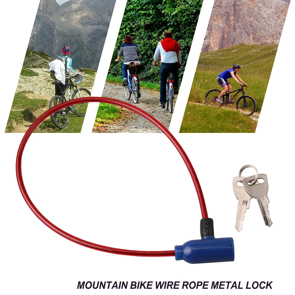 Antifurto Wire Lock Metal Lock Mountain Bike Wire Rope Metal Lock Antifurto Wire Lock 1Set 60Cm Di Lunghezza Blu Rosso