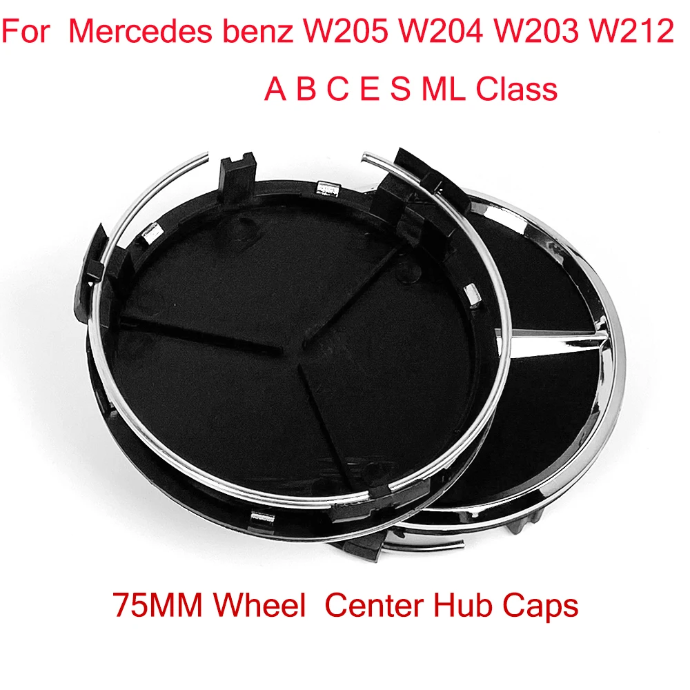 4 Pz/Lotto 75Mm Black Wheel Center Hub Caps Cerchi Per Auto Emblema Badge Per Mercedes Benz W205 W204 W203 W212 A B C E S Ml Class