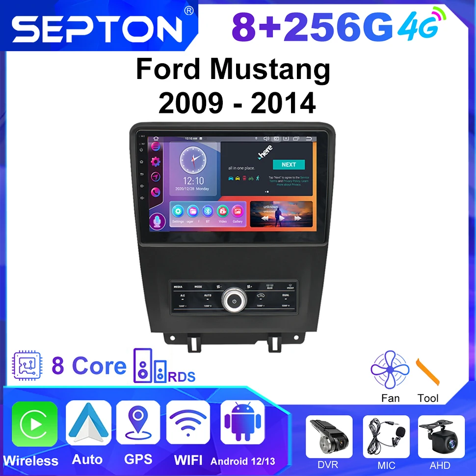 Septon 2 Din Android Car Stereo Radio Per Ford Mustang 2009 - 2014 Stereo Multimedia Player Navigazione Stereo Gps Wifi Head Unit