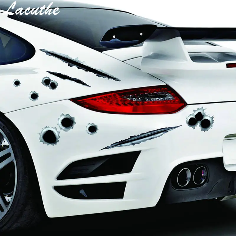 1 Pz Adesivi Per Auto 3D Bullet Hole Funny Decal Car-Covers Moto Scratch Realistico Bullet Hole Adesivi Impermeabili