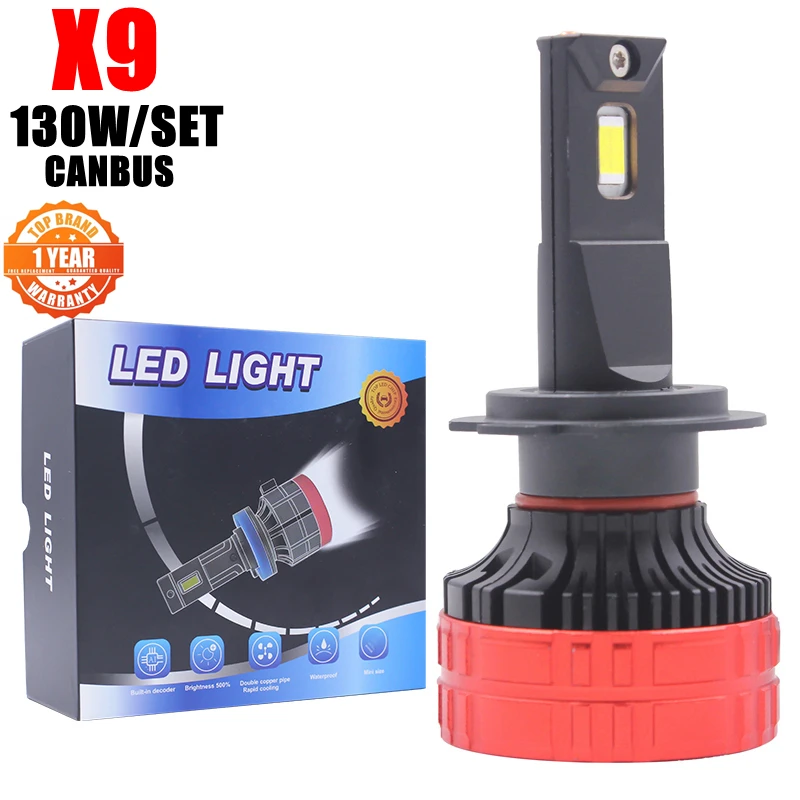 X9 130W H7 H11 H1 Lampadina A Led Per Kit Faro Auto Fendinebbia H7 H11 H1 9005 H4 Canbus Turbo Led Light Led Lampada Fari Lampadina