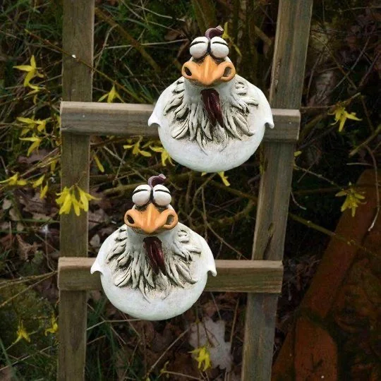 New Funny Chicken Fence Decor Statue In Resina Home Garden Farm Yard Decorazioni Chicken Hen Sculpture Art Craft Courtyard