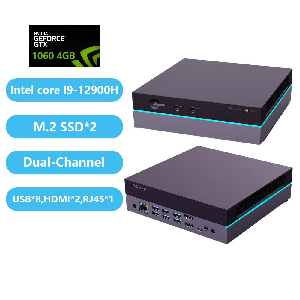 2024 Desktop Piccolo Computer I9 Mini Pc Scheda Video Geforce Gtx1060 Intel I9-12900H 32Gb Ddr4 1Tb M.2 Office Gaming Minipc Nuc