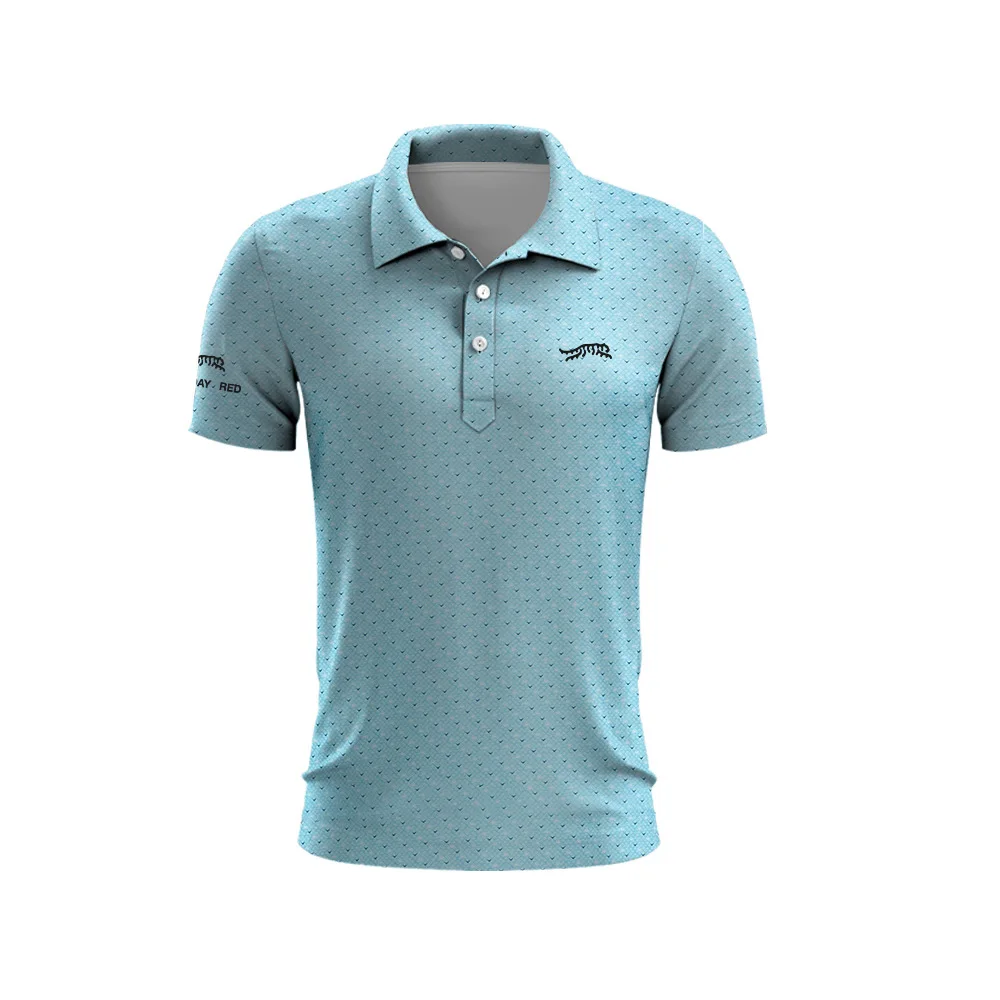 Tiger Woods Golf Sun Day Red Maculed Pattern T-Shirt Da Golf Estiva Da Uomo Top Quick Drying Golf Club Button Up T-Shirt Polo