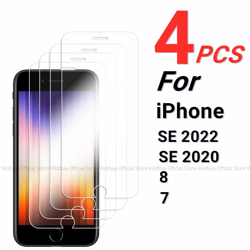 Pellicola Salvaschermo 2/4 Pezzi Per Iphone Se 2022 Vetro Temperato Per Iphone Se 2022 2020 7 8 Vetro Per Schermo A Colla Completa Per Iphone Se 2022