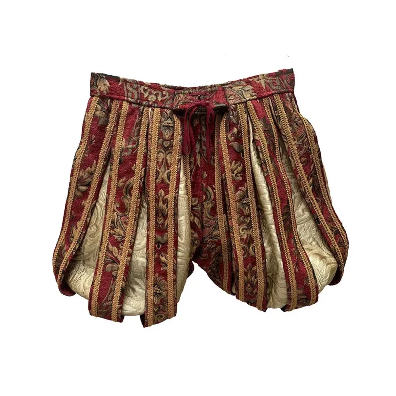 Nuovo!!! 15Th Century Renaissance Tudor Elisabettiano King Royal Brocade Pants Costumi Cosplay Rinascimentale Pantaloni Tudor Medievali