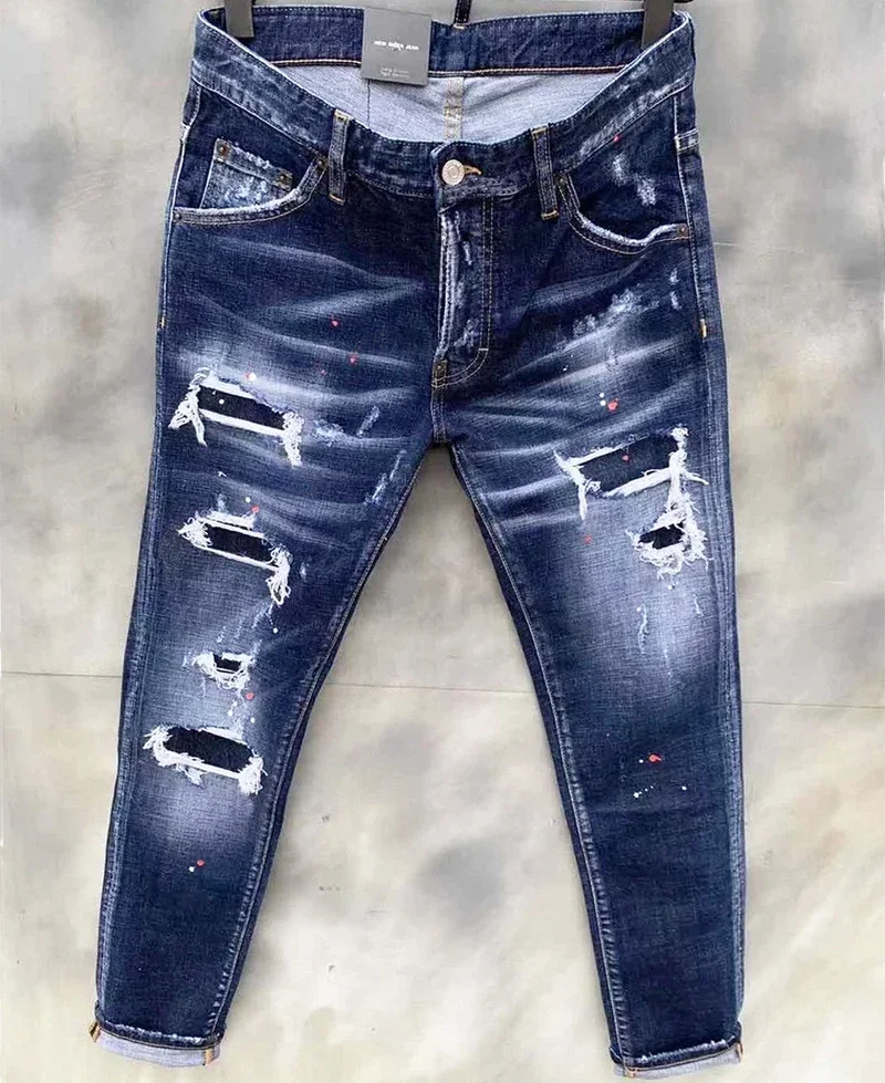 Hot 2024 Brand Men Italy Jeans Pants Dsq2 Destroy Men Slim Jeans Denim Pantaloni Blue Hole Pant Icon Jeans Per Uomo Abbigliamento Top