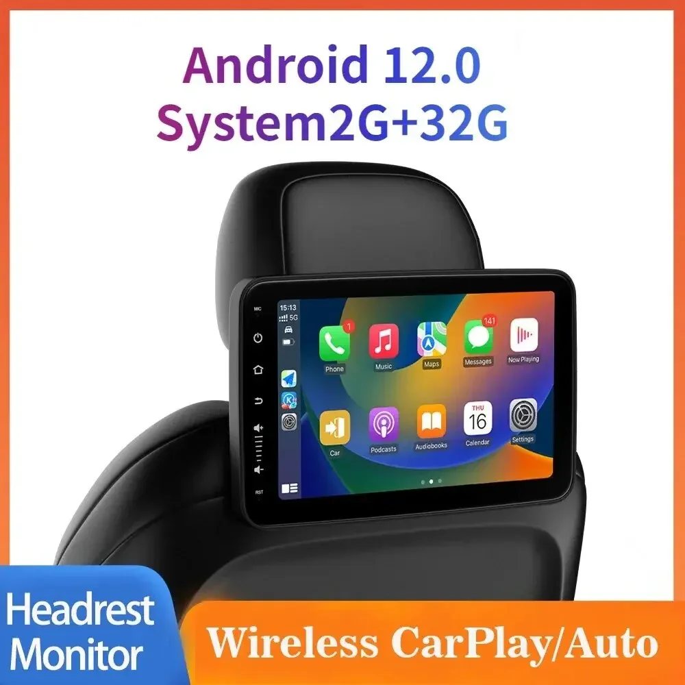 Android 12 2 + 32G 10.1 ''Car Headrest Monitor Tablet Schermi Wireless Carplay Auto Sedile Posteriore Video Tv Player Fm Bluetooth Hd Touch