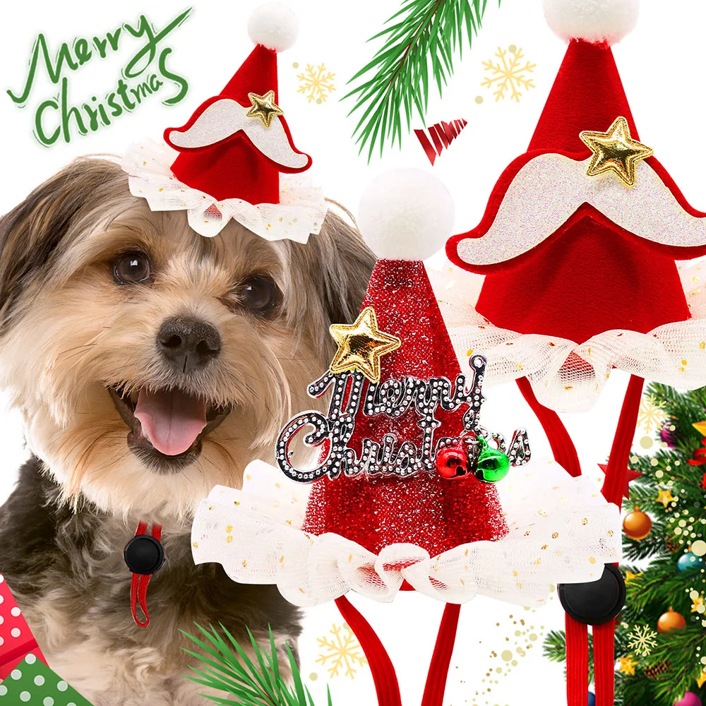 1 Pz Cute Dog Christmas Hat Puppy Dog Accessori Per Cani Di Piccola Taglia Boutique Dog Caps For Cats Dog Grooming Pet Supplies